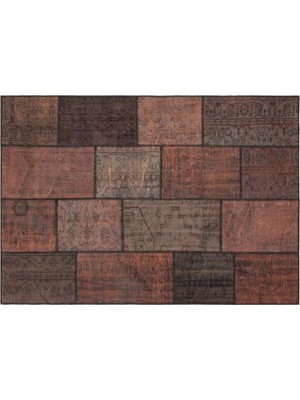 Apex Halı El Dokuması Patchwork Vintage Yün-Pamuk Kahve Halı 35822 162 x 233 cm