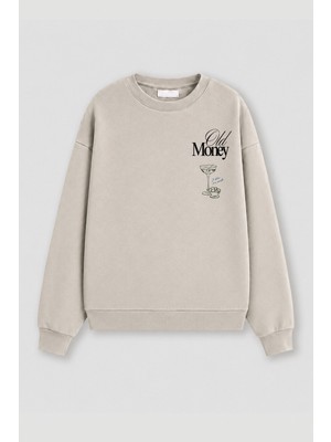 Monila Kadın Premium Kumaş 3 Iplik Şardonlu Baskılı Sweatshirt