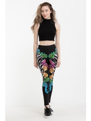 Versace Jeans Couture Lycra St. Tiger Baroque Patterned Women's Leggings Brown