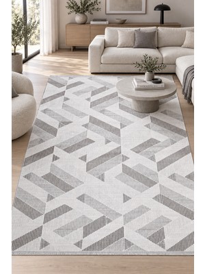Ally Carpet Avisya Ulima Beyaz Gri Özel Ölçü Salon Oturma Odası Koridor Halısı Robot Süpürge Uyumlu Kolay Temizl