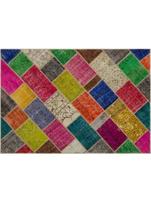 Apex Halı El Dokuması Patchwork Vintage Yün-Pamuk Multi Naturel Halı 21638 160 x 233 cm