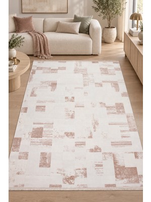 Ally Carpet Paloma Bozca Krem Kahve Salon Oturma Odası Koridor Halısı Robot Süpürge Uyumlu Özel Ölçü Kolay Temiz