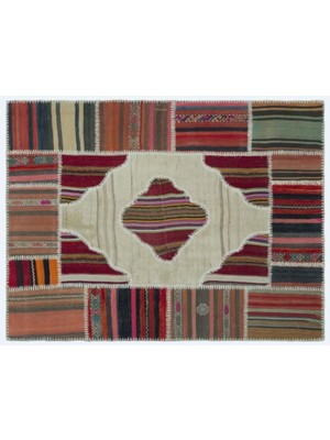 Apex Halı El Dokuması Patchwork Vintage Yün-Pamuk Naturel Halı 25179 133 x 175 cm