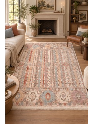 Ally Carpet Esani Beste Degrade Bej Renkli Modern Salon Oturma Odası Halısı Robot Süpürge Uyumlu Kolay Temizlene