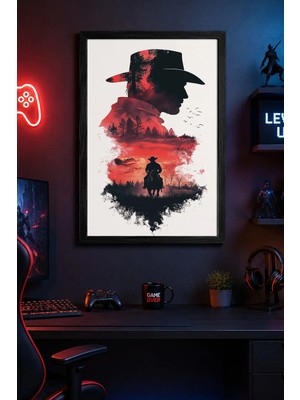 Charmbi Red Dead Redemption 2 21X30 Siyah Çerçeveli Modern Duvar Tablosu Özel Koruyucu Kaplama Poster