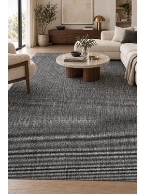Ally Carpet Filum Ribat Antrasit Özel Ölçü Sisal Tarzı Mutfak Koridor Halısı Kaymaz Taban Robot Süpürge Uyumlu K