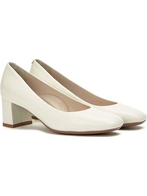 Divarese Dıvarese White Comfort Leather Heeled Shoes