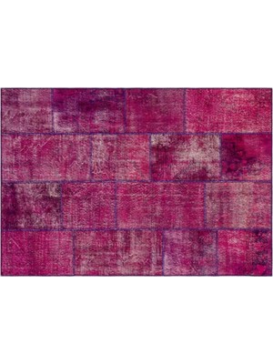 Apex Halı El Dokuması Patchwork Vintage Yün-Pamuk Fuşya Halı 36511 161 x 231 cm