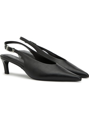 Divarese Dıvarese Black Leather Women's Heeled Shoes