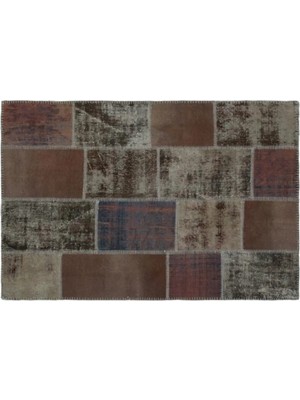 Apex Halı El Dokuması Patchwork Vintage Yün-Pamuk Kahve Halı 22337 120 x 180 cm