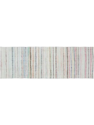 Apex Halı El Dokuması Vintage Yün-Pamuk Çizgili Çaput Halı 31672 108 x 310 cm