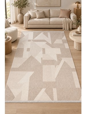 Ally Carpet Oktay Nuvola Vizon Krem Sisal Görünümlü Kaymaz Taban Robot Süpürge Uyumlu Oturma Odası Koridor Moder