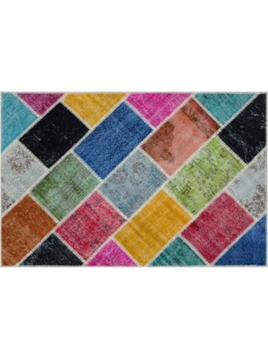 Apex Halı El Dokuması Patchwork Vintage Yün-Pamuk Multi Naturel Halı 33174 120 x 180 cm