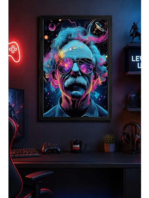 Charmbi Einstein Siyah Çerçeveli Modern Duvar Tablosu Özel Kaplama Poster 15X21 | 21X30 | 30X42