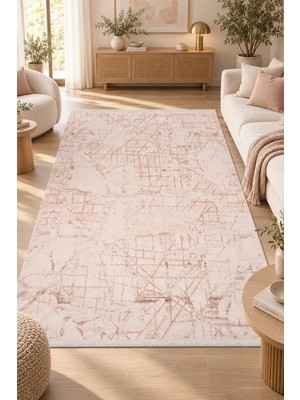 Ally Carpet Süzen Sivena Modern Krem Vizon Oturma Odası Salon Halısı Robot Süpürge Uyumlu Akrilik Kolay Temizlen
