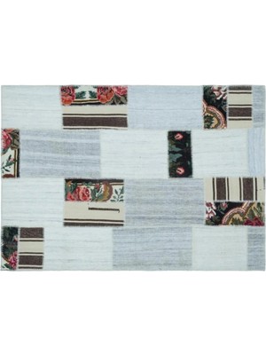 Apex Halı El Dokuması Patchwork Vintage Yün-Pamuk Karabağ Halı 25446 152 x 217 cm