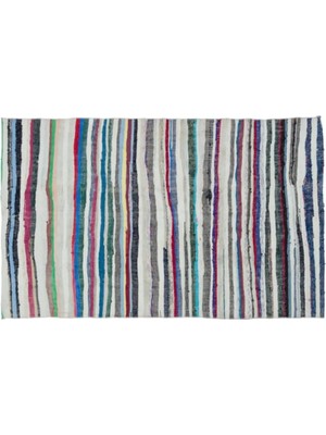 Apex Halı El Dokuması Vintage Yün-Pamuk Çizgili Çaput Halı 32470 150 x 237 cm