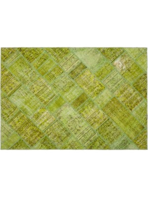 Apex Halı El Dokuması Patchwork Vintage Yün-Pamuk Yeşil Halı 20950 161 x 231 cm