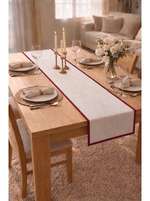 Şah Textile Design Biyeli Premium Yıkanmış Keten Runner 40X110