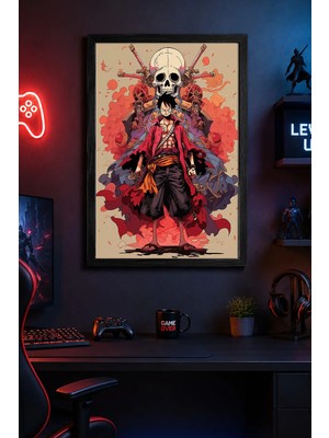 Charmbi Luffy Prite King Siyah Çerçeveli Modern Duvar Tablosu Özel Kaplama Poster 15X21 | 21X30 | 30X42