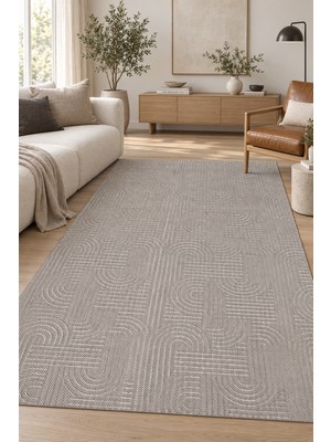 Ally Carpet Rever Zyron Modern Gri Yıkanabilir Kaymaz Tabanlı Robot Süpürge Uyumlu Salon Mutfak Oturma Odası Hal