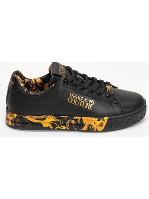 Versace Jeans Couture Leather Printed Outsole Women's Sneakers Black