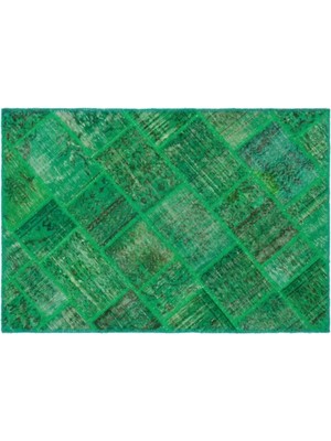 Apex Halı El Dokuması Patchwork Vintage Yün-Pamuk Yeşil Halı 22147 120 x 180 cm
