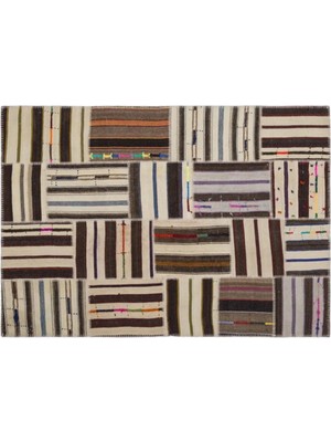 Apex Halı El Dokuması Patchwork Vintage Yün-Pamuk Çizgili Halı 2259 160 x 230 cm