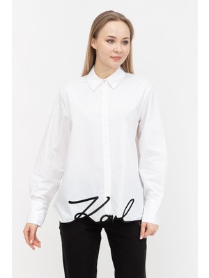 Karl Lagerfeld Hem Signature Women's Shirt White