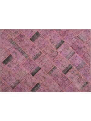 Apex Halı El Dokuması Patchwork Vintage Yün-Pamuk Pembe Halı 21576 160 x 233 cm