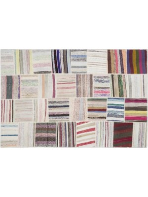 Apex Halı El Dokuması Patchwork Vintage Yün-Pamuk Çizgili Halı 1022 160 x 230 cm