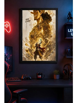 Charmbi God Usopp Siyah Ahşap Çerçeveli Poster Premium Dijital Baskı Tablo 15X21 | 21X30 | 30X42