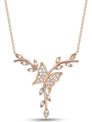 Pratik Ev Madam Matmazel Kelebek Kolye; 925 Ayar Gümüş, Butterfly, Kız, Arkadaş, Kadın, Anne, Eş, Hediyeli Ürün