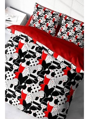 Pratik Ev %100 Pamuk Saten Çift Kişilik Nevresim Takımı Womans Pattern, MONOHOME38649