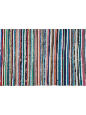Apex Halı El Dokuması Vintage Yün-Pamuk Çizgili Çaput Halı 31848 165 x 255 cm