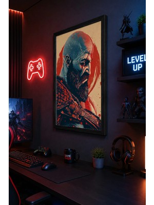 Charmbi God Of War 15X21 Ahşap Çerçeveli Anime Poster Hediyelik Duvar Tablosu Premium Baskı
