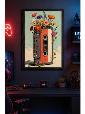 Charmbi Karışık Kaset Siyah Çerçeveli Modern Duvar Tablosu Özel Kaplama Poster 15X21 | 21X30 | 30X42