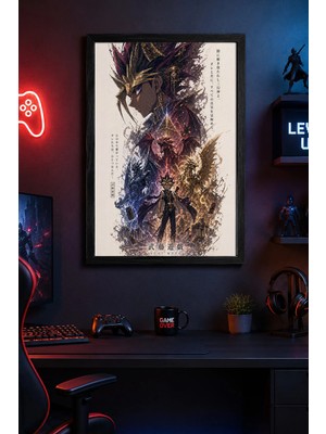 Charmbi Yugioh Temalı Siyah Çerçeveli Modern Duvar Tablosu Özel Kaplama Poster 15X21 | 21X30 | 30X42
