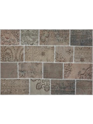 Apex Halı El Dokuması Patchwork Vintage Yün-Pamuk Gri Halı 35867 162 x 228 cm