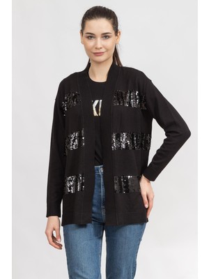 Dkny Sequin Stripe Women's Cardigan Black
