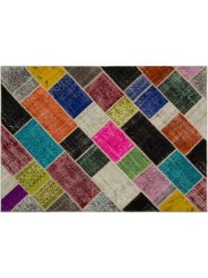 Apex Halı El Dokuması Patchwork Vintage Yün-Pamuk Multi Naturel Halı 21669 160 x 233 cm