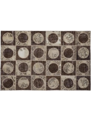 Apex Halı El Dokuması Patchwork Vintage Yün-Pamuk Kahve Halı 2092 160 x 230 cm