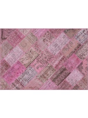 Apex Halı El Dokuması Patchwork Vintage Yün-Pamuk Pembe Halı 31299 160 x 230 cm