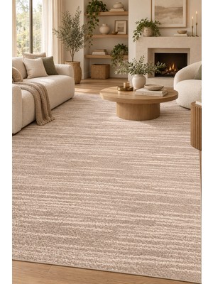 Ally Carpet Epona Dalga Kahve Yumuşak Dokulu Halı Yolluk Kaymaz Tabanlı Yıkanabilir Robot Süpürge Uyumlu Antista