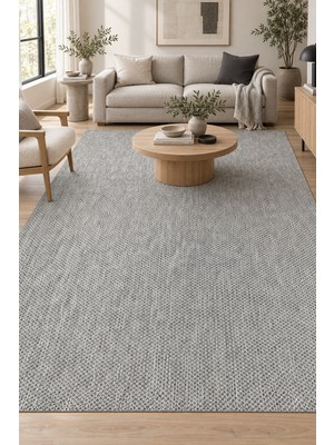Ally Carpet Duvina Cesan Beyaz Antrasit Sisal Dokulu Özel Ölçü Kaydırmaz Taban Robot Süpürge Uyumlu Mutfak Korid