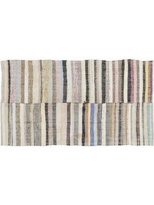 Apex Halı El Dokuması Vintage Yün-Pamuk Çizgili Çaput Halı 0974 158 x 285 cm