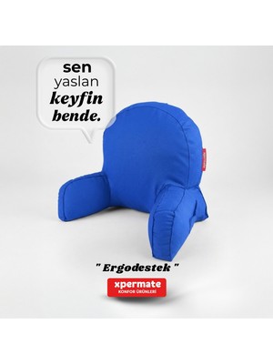 Xpermate Kolçaklı Tv Yastığı Okuma Yastığı Sırt Destek Yastığı Welsoft Fermuarlı Yastık Beyaz