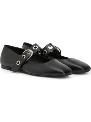 Divarese Dıvarese Black Leather Ballet Flats