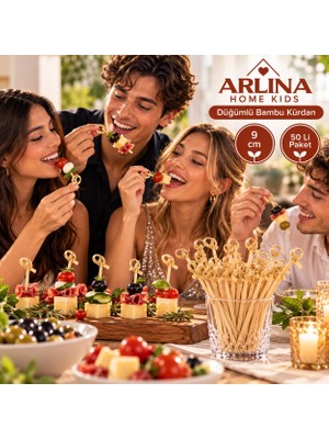 Arlina Home Kids Düğümlü Bambu Sunum Kürdan 9 cm 50'li Paket