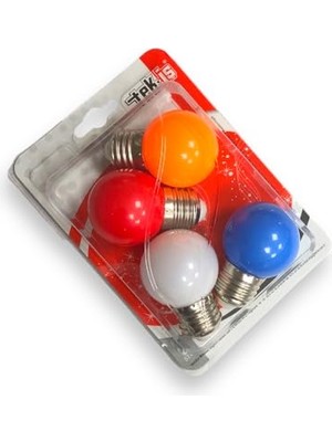 Pratik Ev LED Ampul, E27 Duy, 1 W, Renkli, Gün Işığı, 4'lü Paket